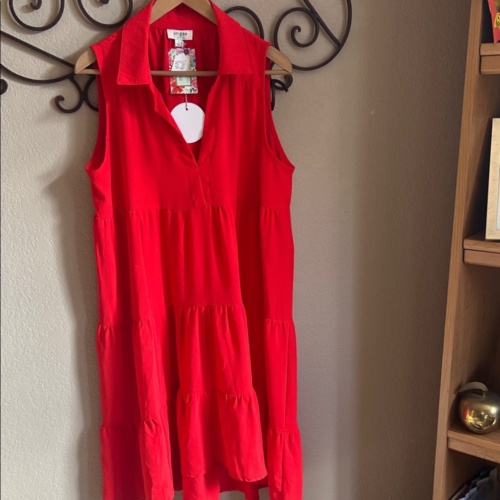Umgee Bright Red Sleeveless Dress